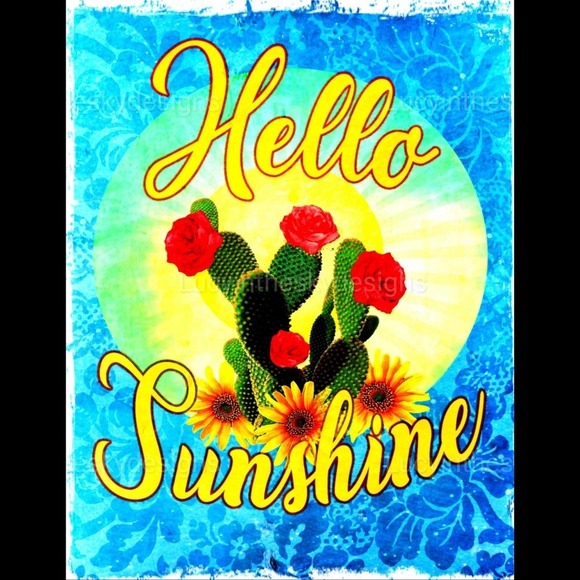 Hello Sunshine Cactus Blossom Vivid Bright Cheerful Botanical Art Print - Picture 2 of 5